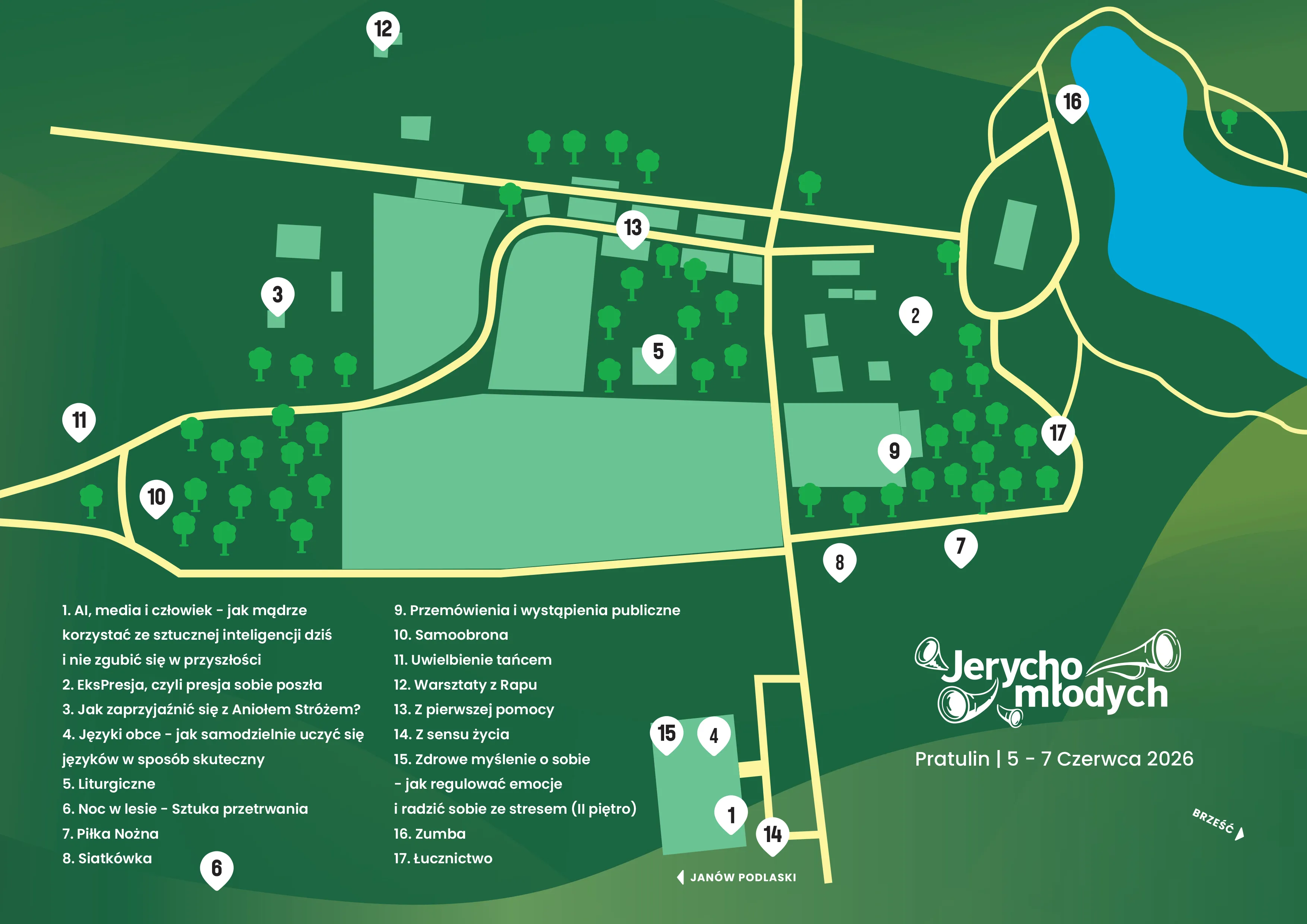 Mapa warsztatów Jerycho Młodych 2026