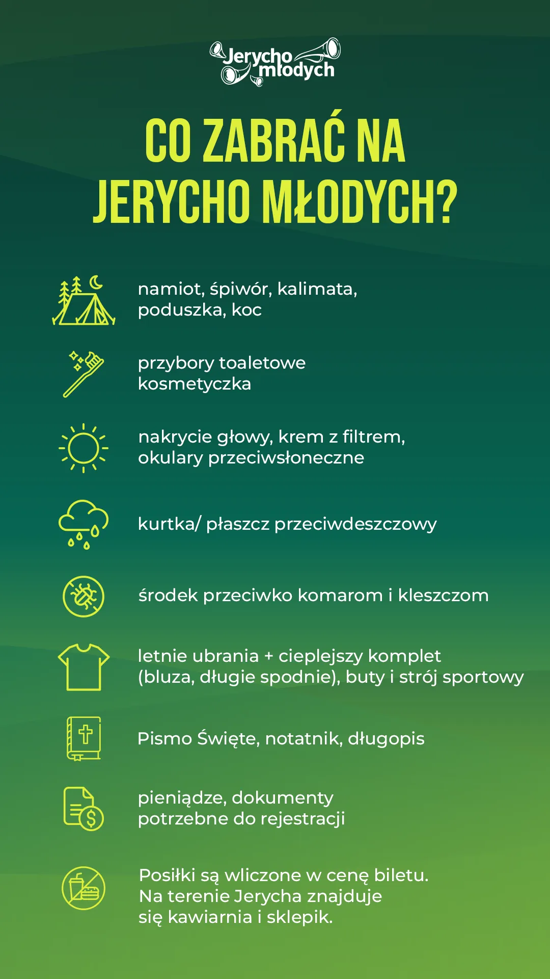 Lista rzeczy potrzebnych na Jerycho Młodych